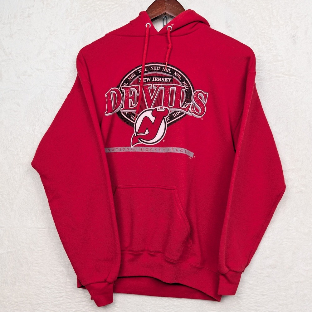 VTG New Jersey Devils Hoodie Men Medium Red NHL Hockey Tultex Maximum Sweats 90s